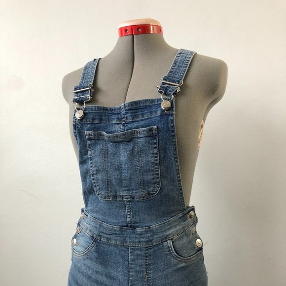 Denim Overall Shorts - Picture 1 of 5